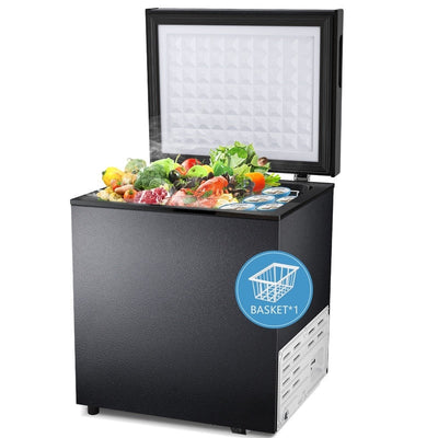 1.8 Cu.Ft Chest Freezer with Removable Basket, Bottom Drain, 7-Level Thermostat, Freestanding Design for Home and Apartment
