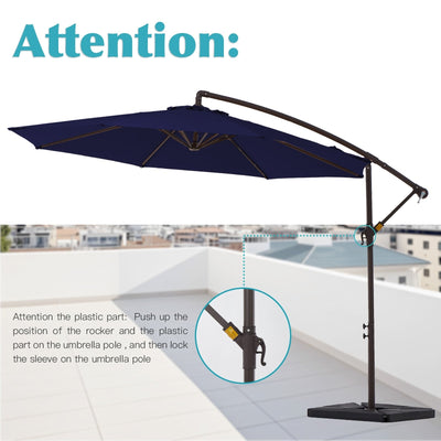 10 ft Steel Crank-lift Cantilever Umbrella With Weighted Base