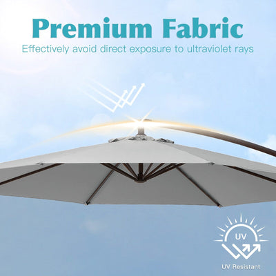 10 ft Steel Crank-lift Cantilever Umbrella With Weighted Base