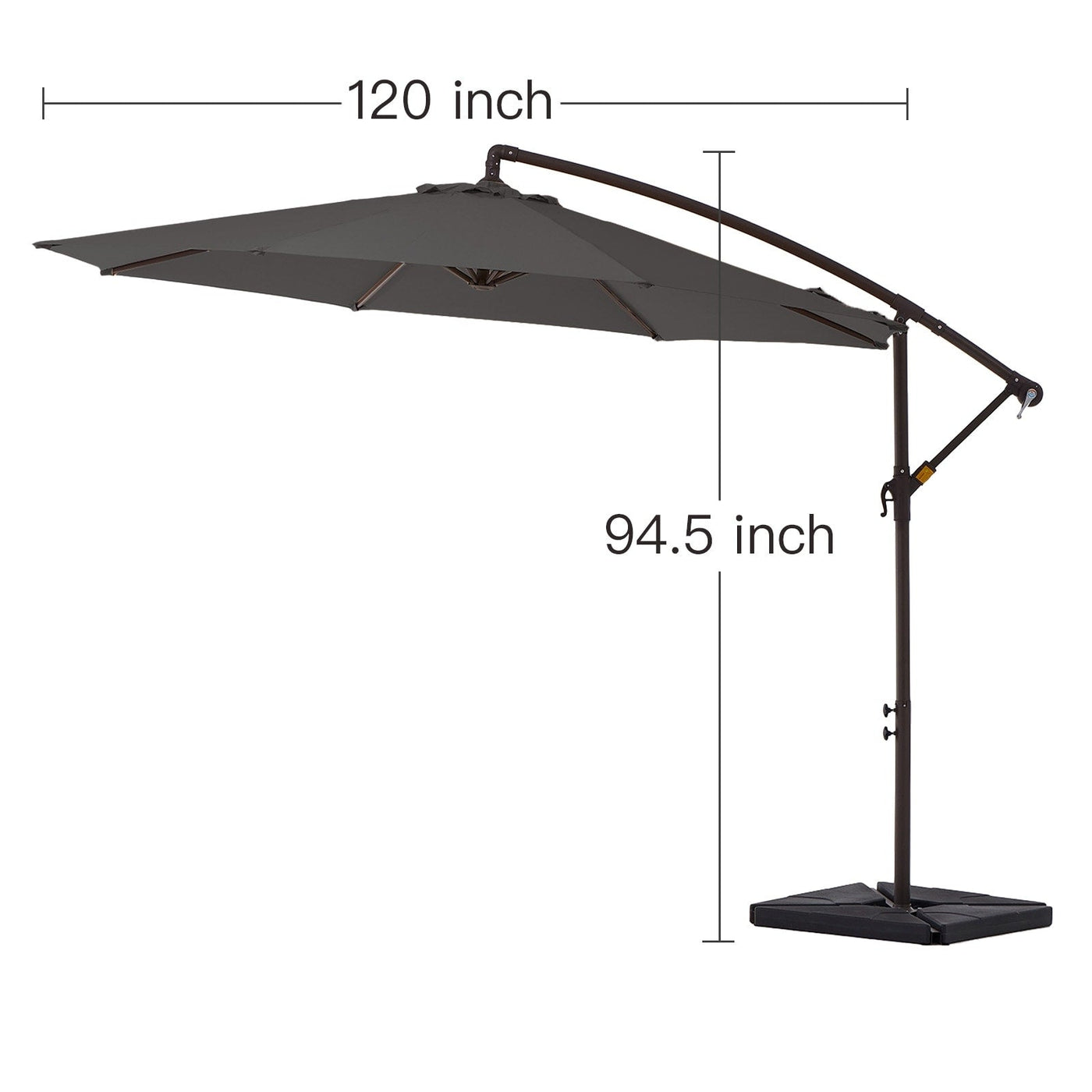 10 ft Steel Crank-lift Cantilever Umbrella With Weighted Base