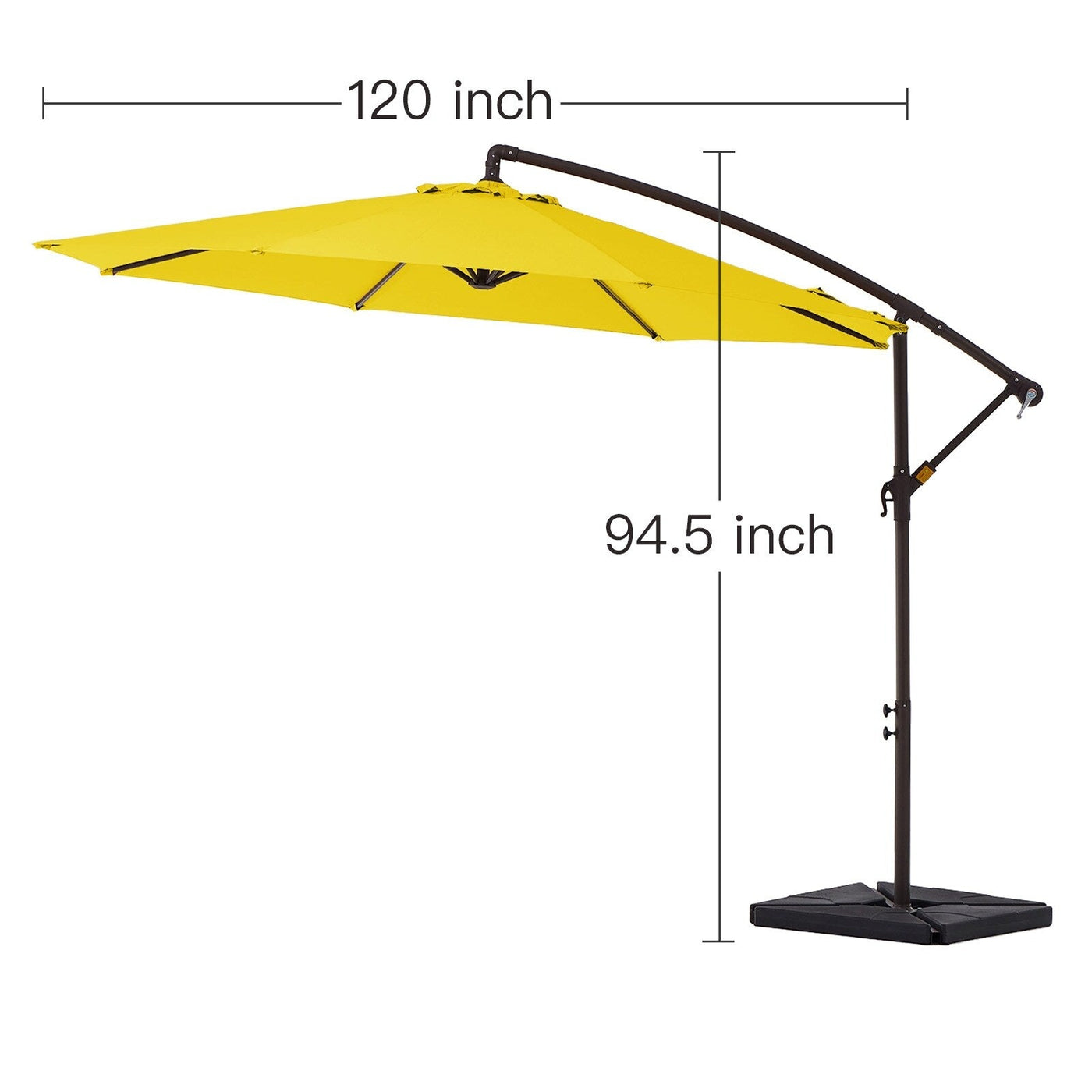 10 ft Steel Crank-lift Cantilever Umbrella With Weighted Base
