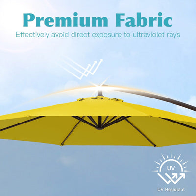 10 ft Steel Crank-lift Cantilever Umbrella With Weighted Base