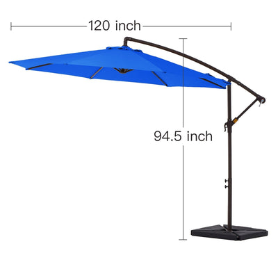 10 ft Steel Crank-lift Cantilever Umbrella With Weighted Base