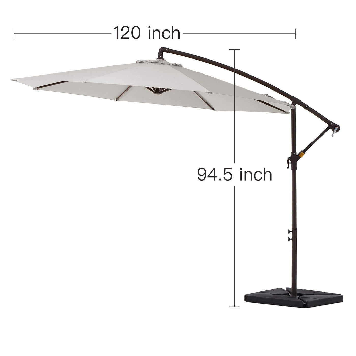 10 ft Steel Crank-lift Cantilever Umbrella With Weighted Base