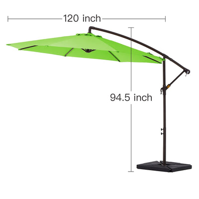 10 ft Steel Crank-lift Cantilever Umbrella With Weighted Base