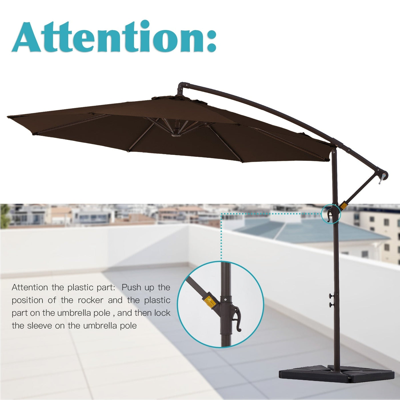 10 ft Steel Crank-lift Cantilever Umbrella With Weighted Base