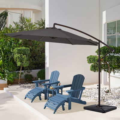 10 ft Steel Crank-lift Cantilever Umbrella With Weighted Base