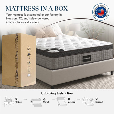 Assembled in USA - 10 Diamond Hybrid Mattress Pocket Coil and Cool Gel Memory Foam