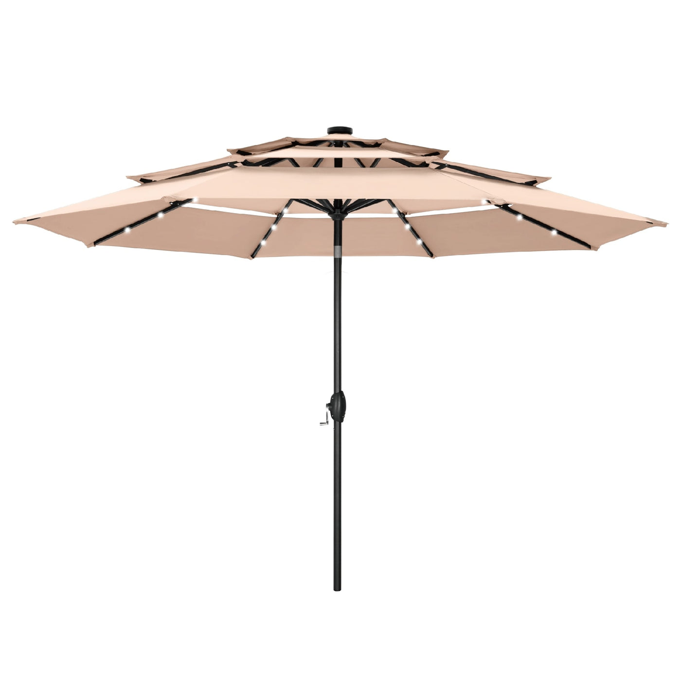 MAISON ARTS 10ft 3 Tier Auto-tilt Patio Umbrella Outdoor Double Vented Umbrella with LED Lights