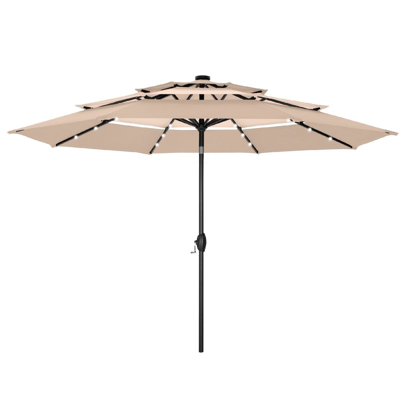 MAISON ARTS 10ft 3 Tier Auto-tilt Patio Umbrella Outdoor Double Vented Umbrella with LED Lights