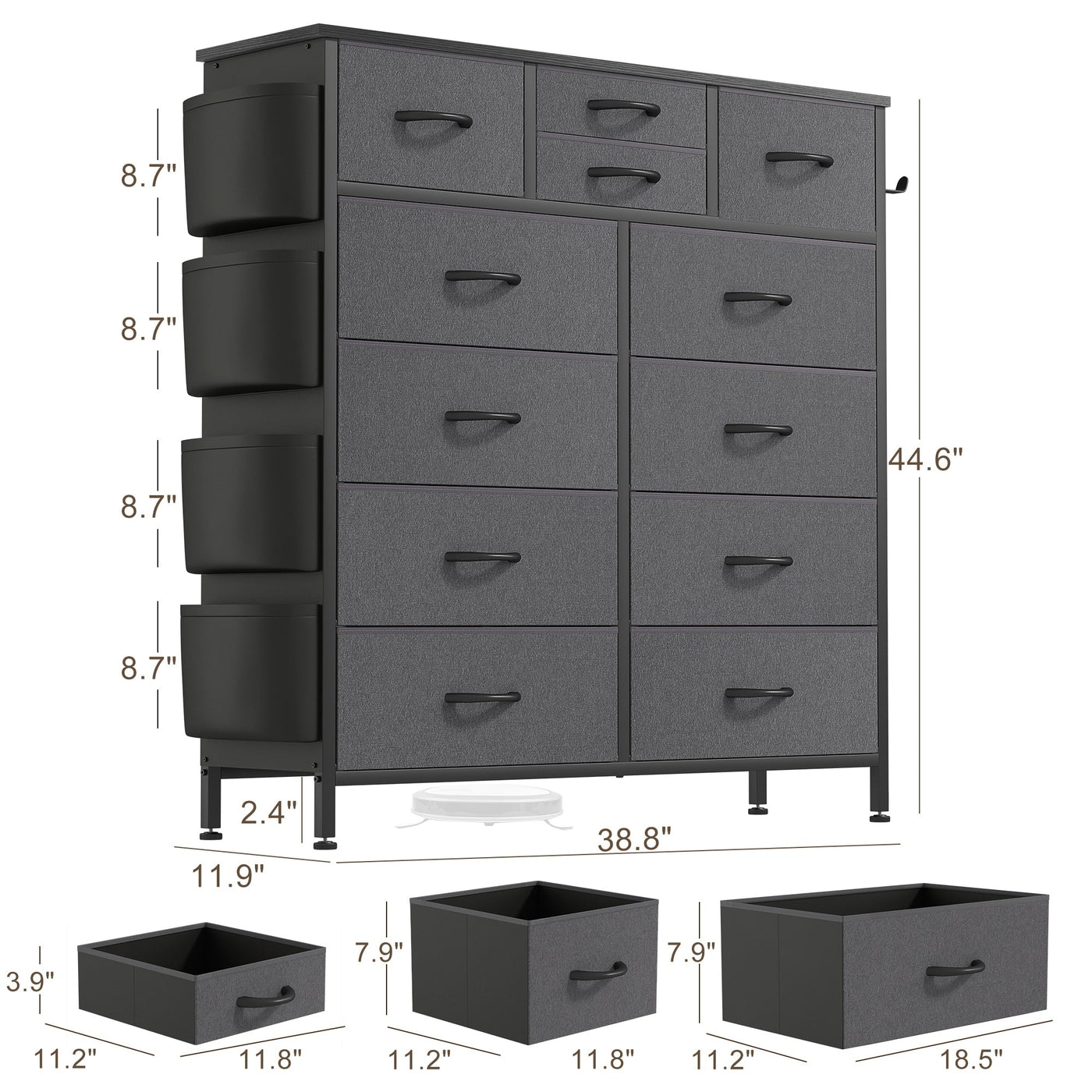 12 Drawer Dresser Fabric Tall Dressers for Bedroom Chest of Drawers