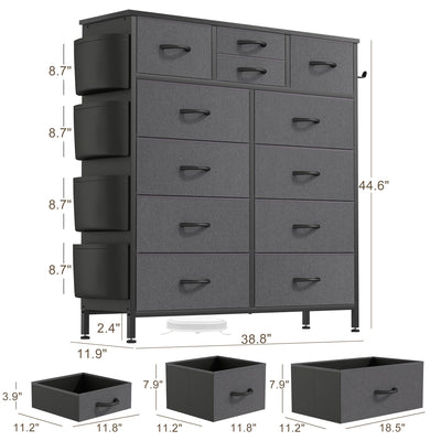 12 Drawer Dresser Fabric Tall Dressers for Bedroom Chest of Drawers