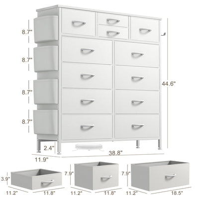 12 Drawer Dresser Fabric Tall Dressers for Bedroom Chest of Drawers