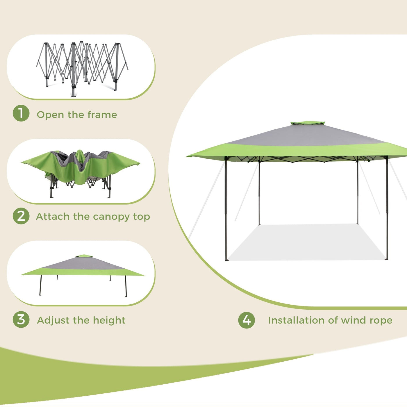 13' x 13' Outdoor Canopy Patio Gazebo Reinforced garden Pop-up Canopy Tentwith Elegant Corner Curtain - 13x13ft