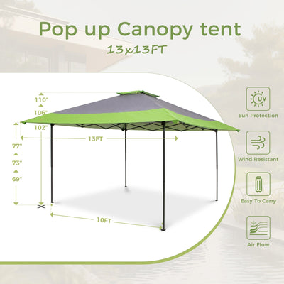 13' x 13' Outdoor Canopy Patio Gazebo Reinforced garden Pop-up Canopy Tentwith Elegant Corner Curtain - 13x13ft