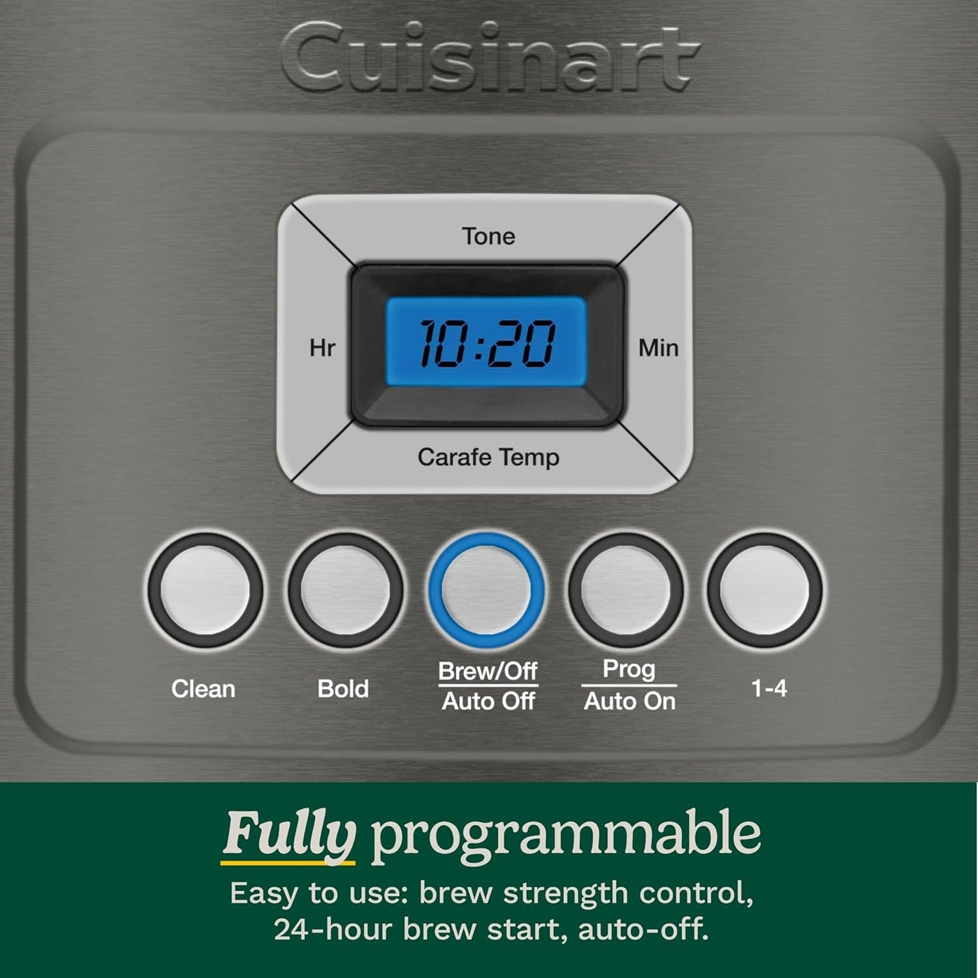 14-Cup Programmable Coffee Maker, Glass Carafe, Brew Strength Control, 1-4 Cup Setting, Black Stainless