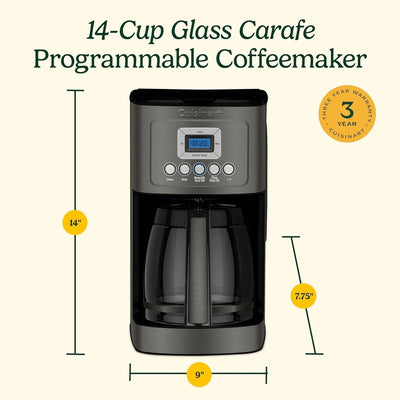 14-Cup Programmable Coffee Maker, Glass Carafe, Brew Strength Control, 1-4 Cup Setting, Black Stainless
