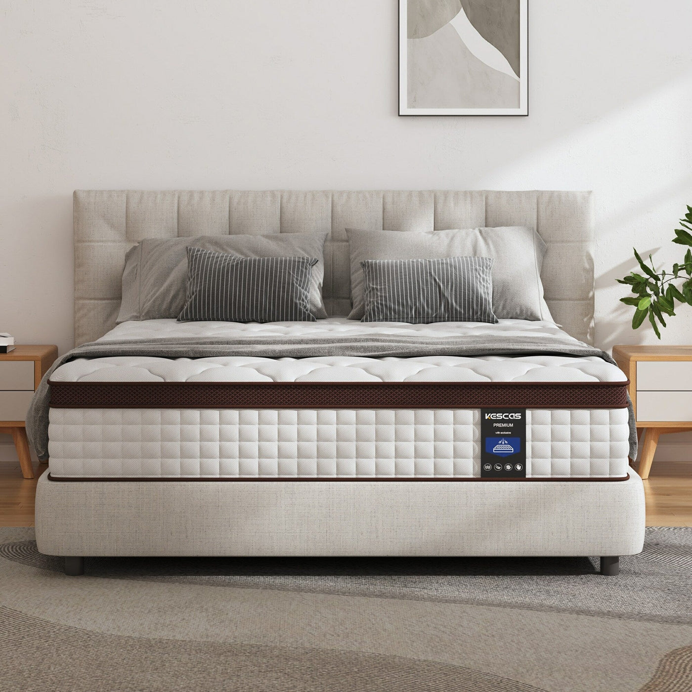 14 Inches Mattress, Memory Foam and Pocketed Spring Hybrid Mattress,Medium Firmness Mattress,Queen and King Size Optional