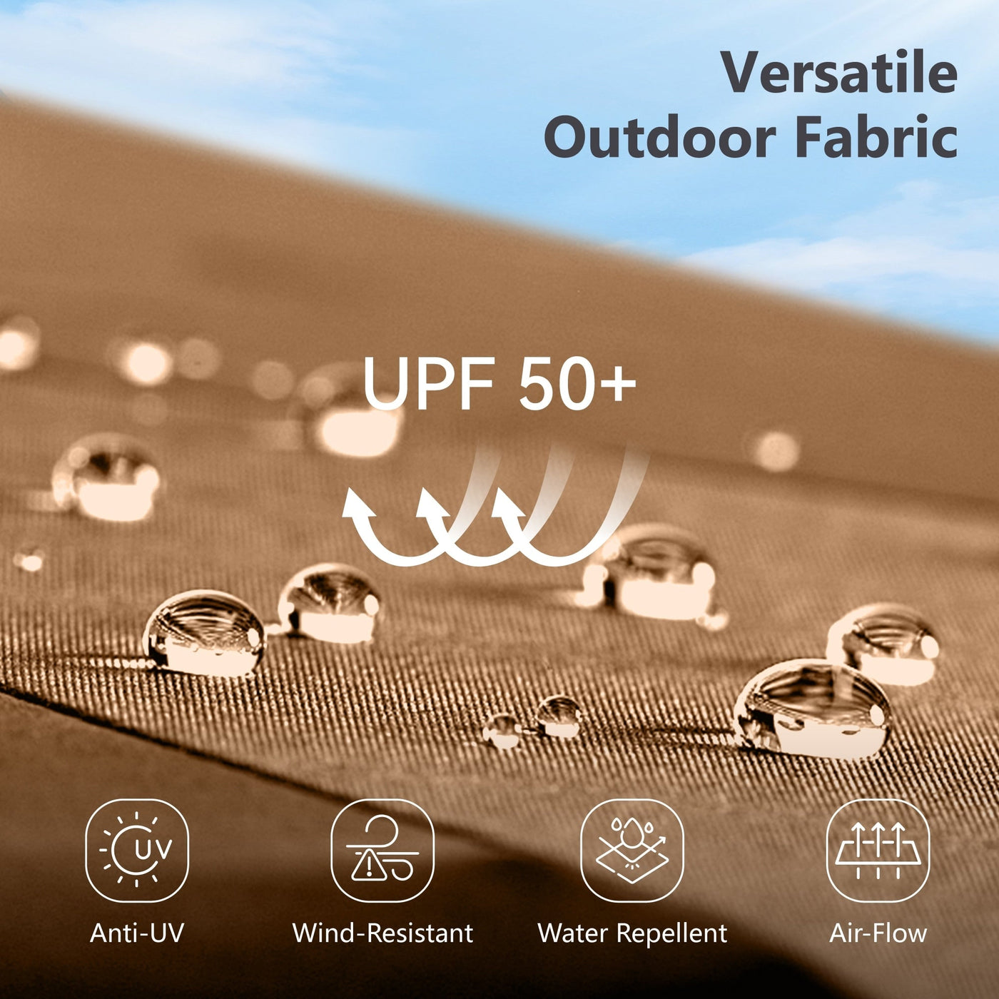 MAISON ARTS 15-foot Rectangular Crank Double-sided Outdoor Market Umbrella Solar LED Lighted Patio Umbrella with Base Included