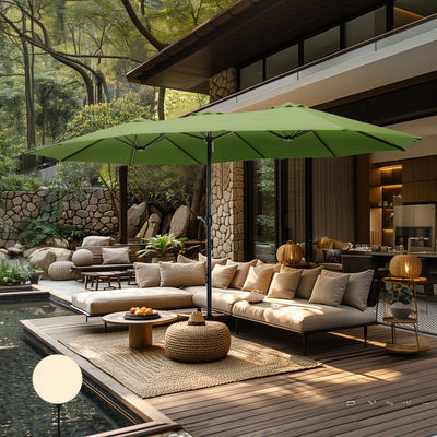 MAISON ARTS 15ft Double-Sided Patio Extra Large Twin Umbrella with Base Included