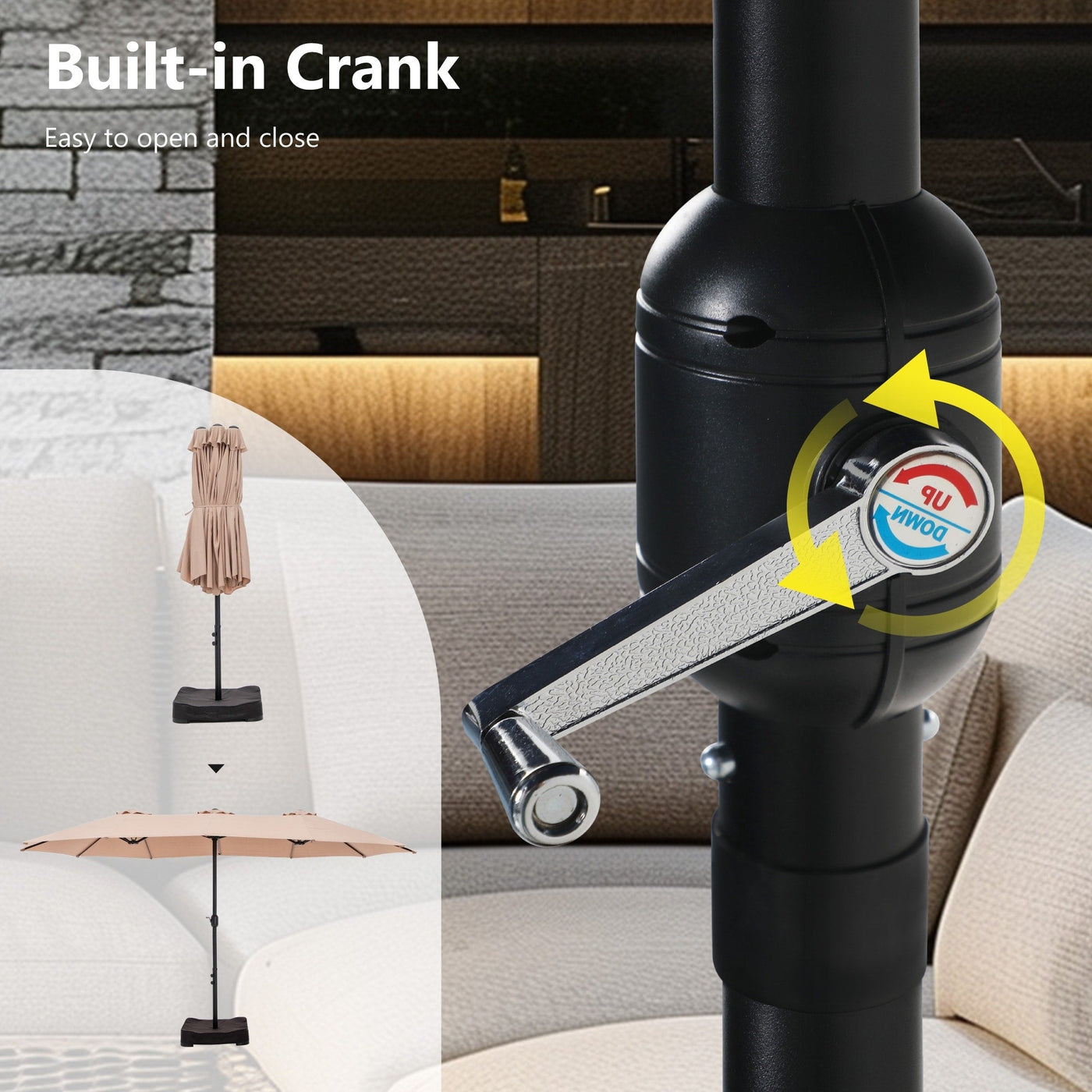 MAISON ARTS 15ft Double-Sided Patio Extra Large Twin Umbrella with Base Included