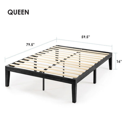 16 Inch Classic Solid Wood Platform Bed Frame in Multiple Finishes