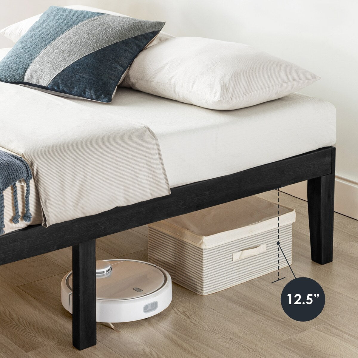 16 Inch Classic Solid Wood Platform Bed Frame in Multiple Finishes