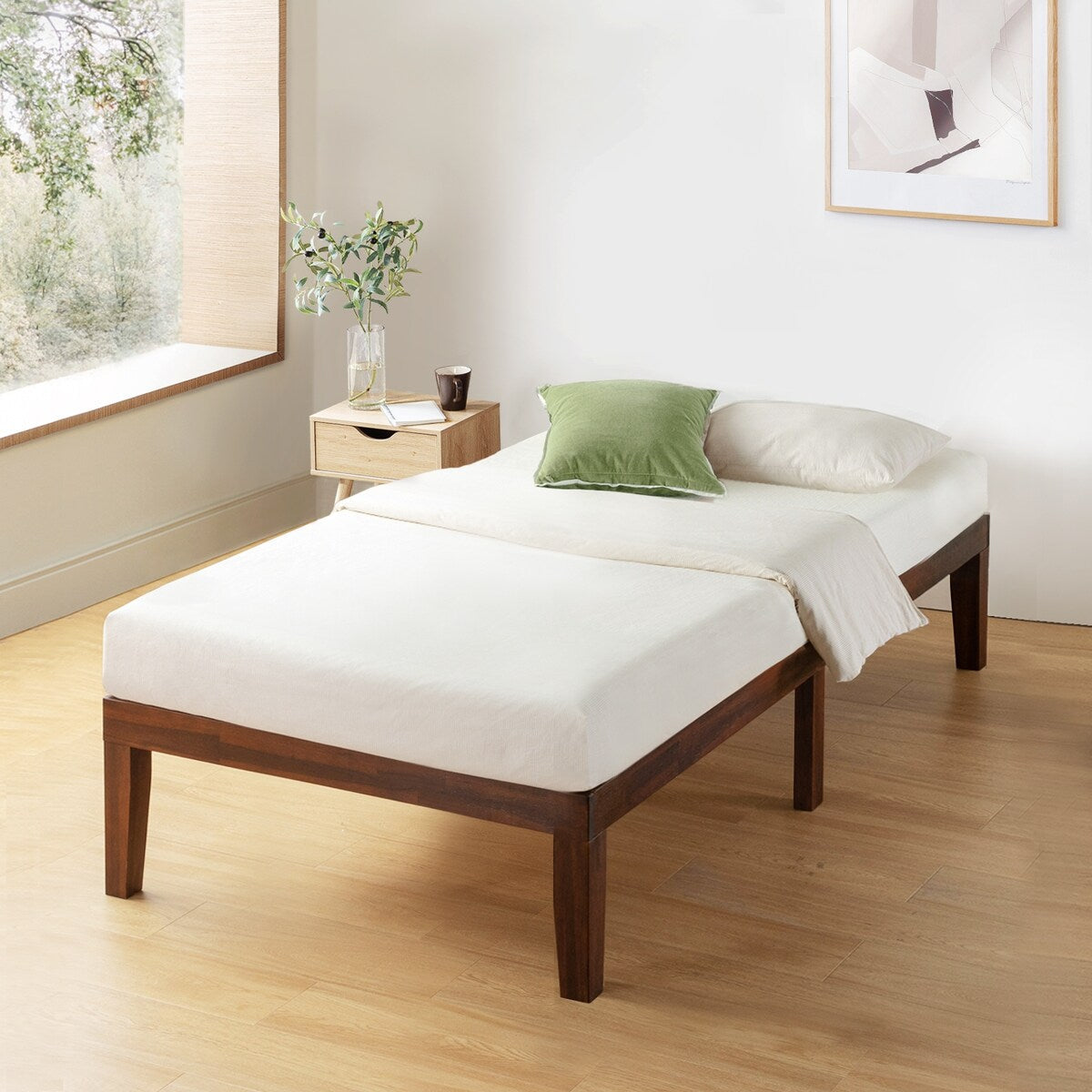 16 Inch Classic Solid Wood Platform Bed Frame in Multiple Finishes