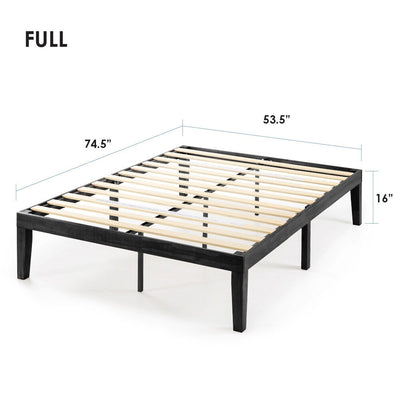 16 Inch Classic Solid Wood Platform Bed Frame in Multiple Finishes