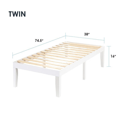 16 Inch Classic Solid Wood Platform Bed Frame in Multiple Finishes
