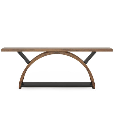 2-Tier Narrow Long Console Sofa Table with Semi-Circular Frame for Entryway,Gray Hallway Accent Tables