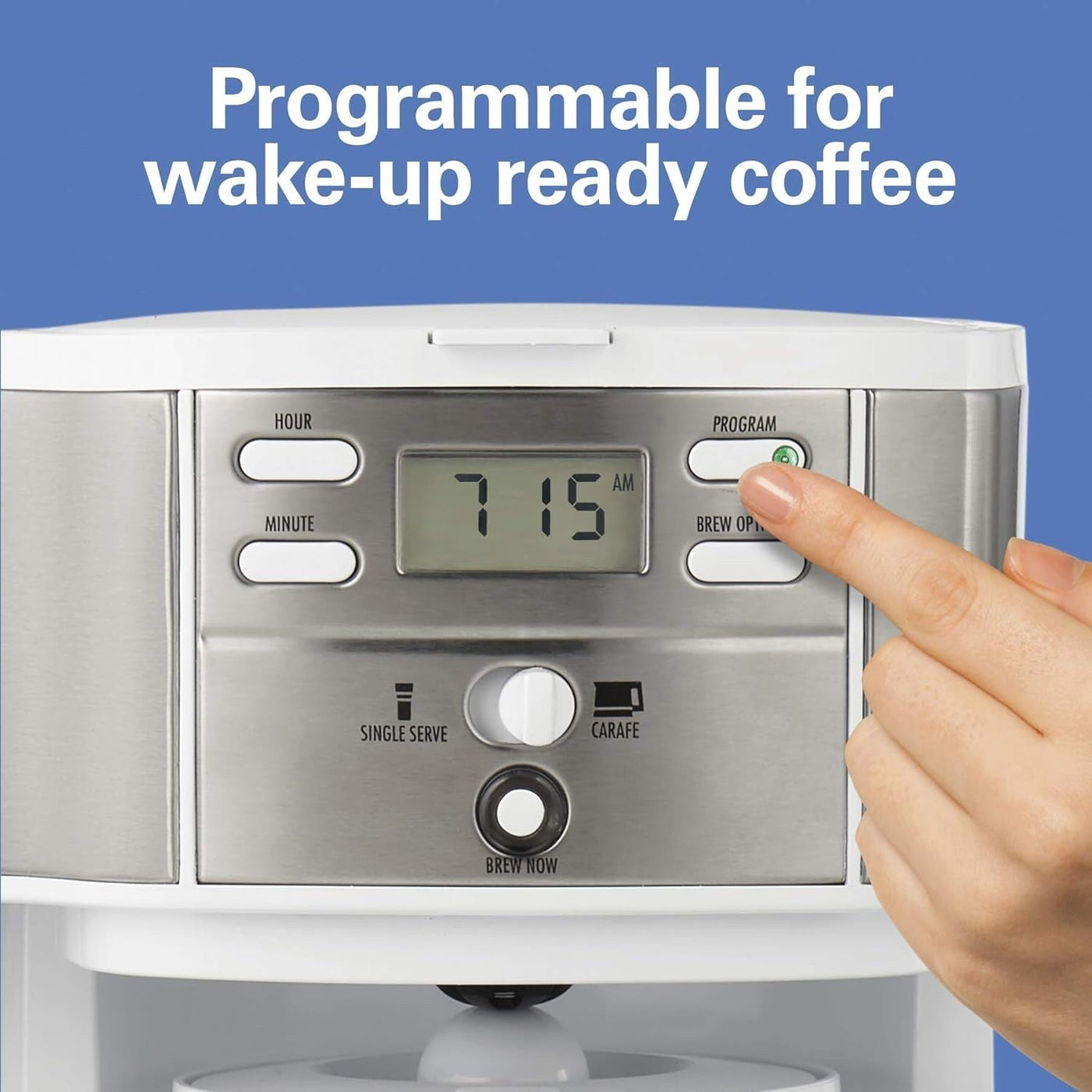 2-Way 12-Cup Coffee Maker & Single Serve, Glass Carafe, Auto Pause & Pour, White