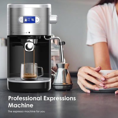 20 Bar Espresso Maker with Milk Frother Steam Wand, Cappuccino and Latte Machine for Household, Coffee Lovers Gift