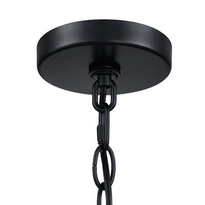 22 in. 4-Light Matte Black Chandelier Pendant Light with White Drum Shade - 22W