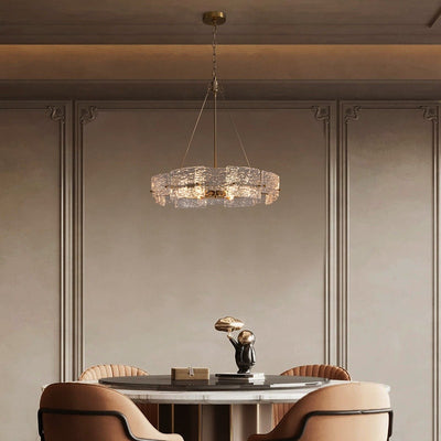 23.6 in. Modern Gold Crystal Chandelier 6-Light Glam Drum Pendant Light for Kitchen Island Dining Room