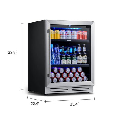 24 Inch Beverage Fridge 140 Can Beverage Refrigerator for Soda Wine Drinks - 24 inch