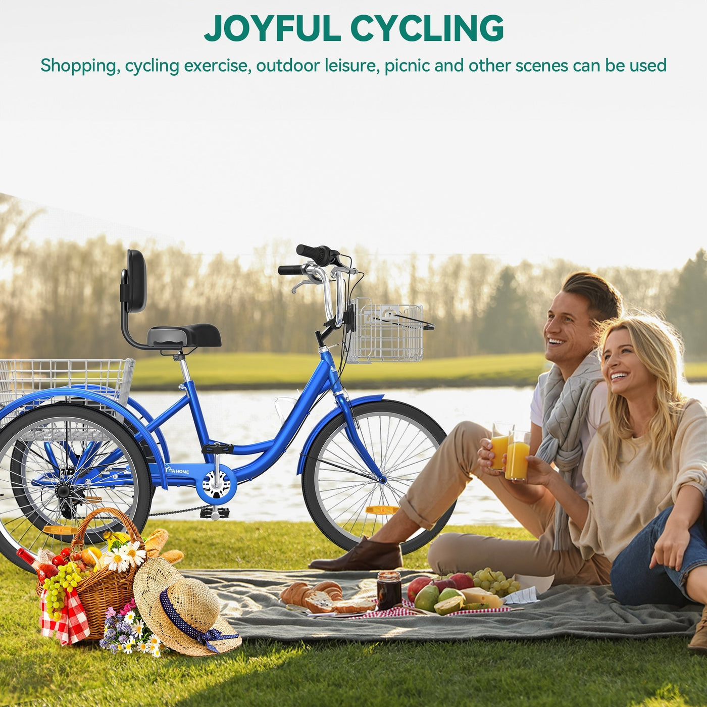 26 Adult Tricycle 3 Wheel Bikes 7 Speed Trike Bike