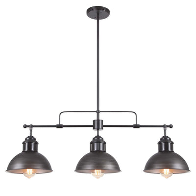 3-Light Industrial Farmhouse Dome Pendant Metal Linear Kitchen Island Pendant Light Oil Rubbed Bronze Finish