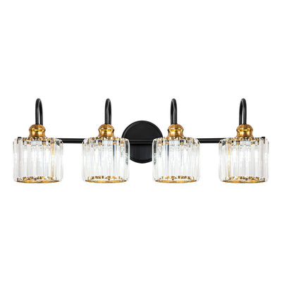 3/4-Light Modern Glam Linear Dimmable Crystal Bathroom Vanity Lights Over Mirror