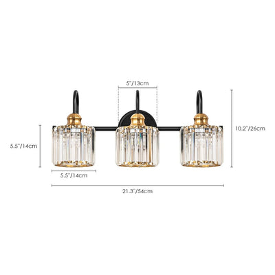 3/4-Light Modern Glam Linear Dimmable Crystal Bathroom Vanity Lights Over Mirror