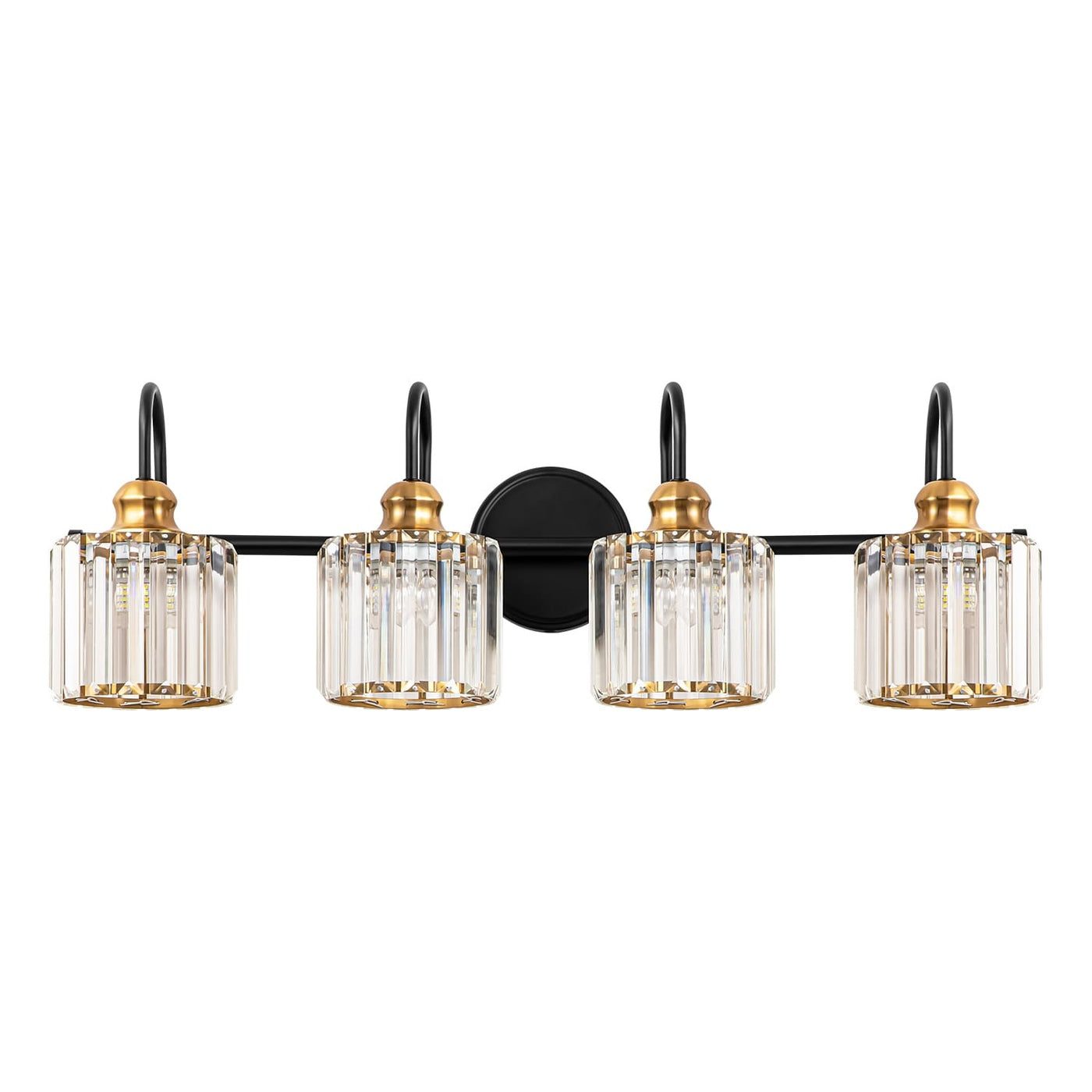 3/4-Light Modern Glam Linear Dimmable Crystal Bathroom Vanity Lights Over Mirror