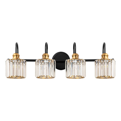 3/4-Light Modern Glam Linear Dimmable Crystal Bathroom Vanity Lights Over Mirror