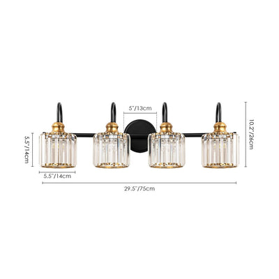 3/4-Light Modern Glam Linear Dimmable Crystal Bathroom Vanity Lights Over Mirror