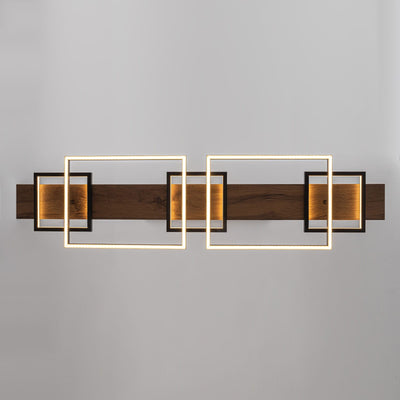 3/5-Light Integrated LED Linear Wood Chandelier Kitchen Island Pendant Light