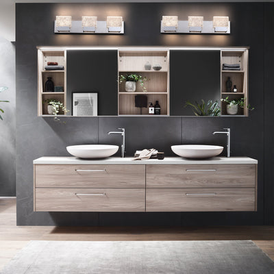 C Cattleya Stainless Steel 3000K Integrated LED Vanity Light with Art Glass Shades - Chrome