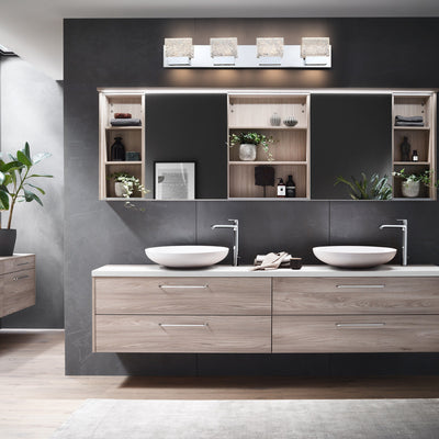 C Cattleya Stainless Steel 3000K Integrated LED Vanity Light with Art Glass Shades - Chrome