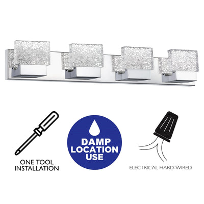 C Cattleya Stainless Steel 3000K Integrated LED Vanity Light with Art Glass Shades - Chrome