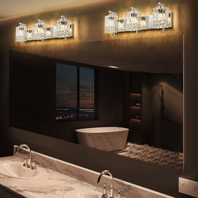 3-Light Modern Glam Bathroom Vanity Lights Crystal Wall Sconce Light for Mirror