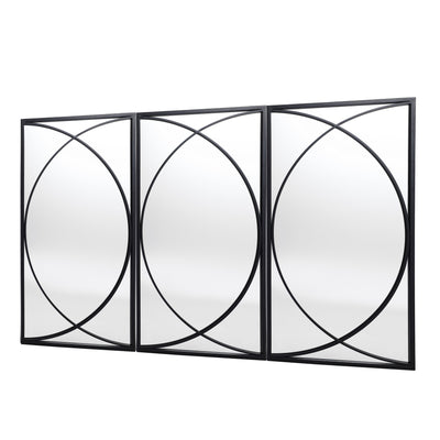 3-Piece Black Metal Rectangular Wall Mirror Set - 31.9 H x 15.75 W x 0.75 D