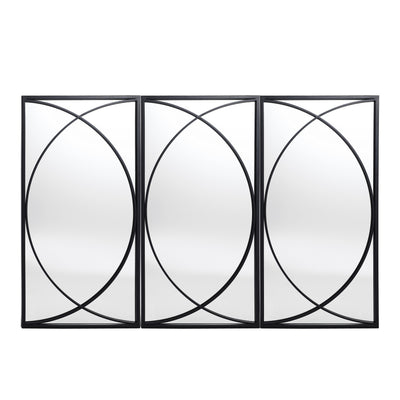 3-Piece Black Metal Rectangular Wall Mirror Set - 31.9 H x 15.75 W x 0.75 D